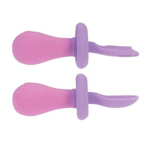 Nuby First Fork and Spoon with Safety Guards Pink/Purple