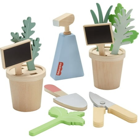 Fisher-Price Wooden Herb Garden Playset, 12 Pieces for Preschool