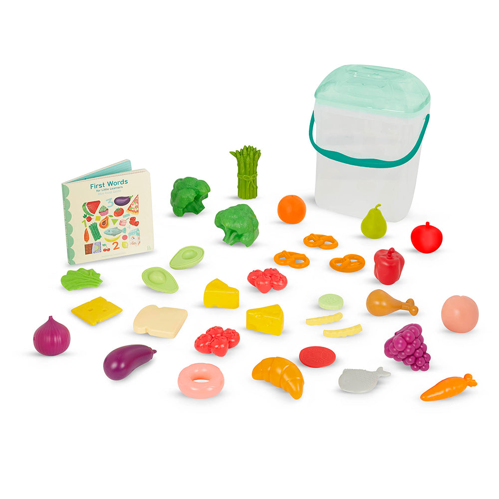B. Toys Medium Food Bucket with Book includes 32 play pieces