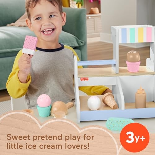 Fisher-Price Ice Cream Shop Playset, 18-Piece Wooden Toy