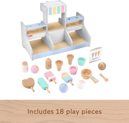 Fisher-Price Ice Cream Shop Playset, 18-Piece Wooden Toy