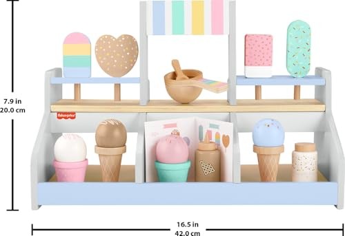 Fisher-Price Ice Cream Shop Playset, 18-Piece Wooden Toy
