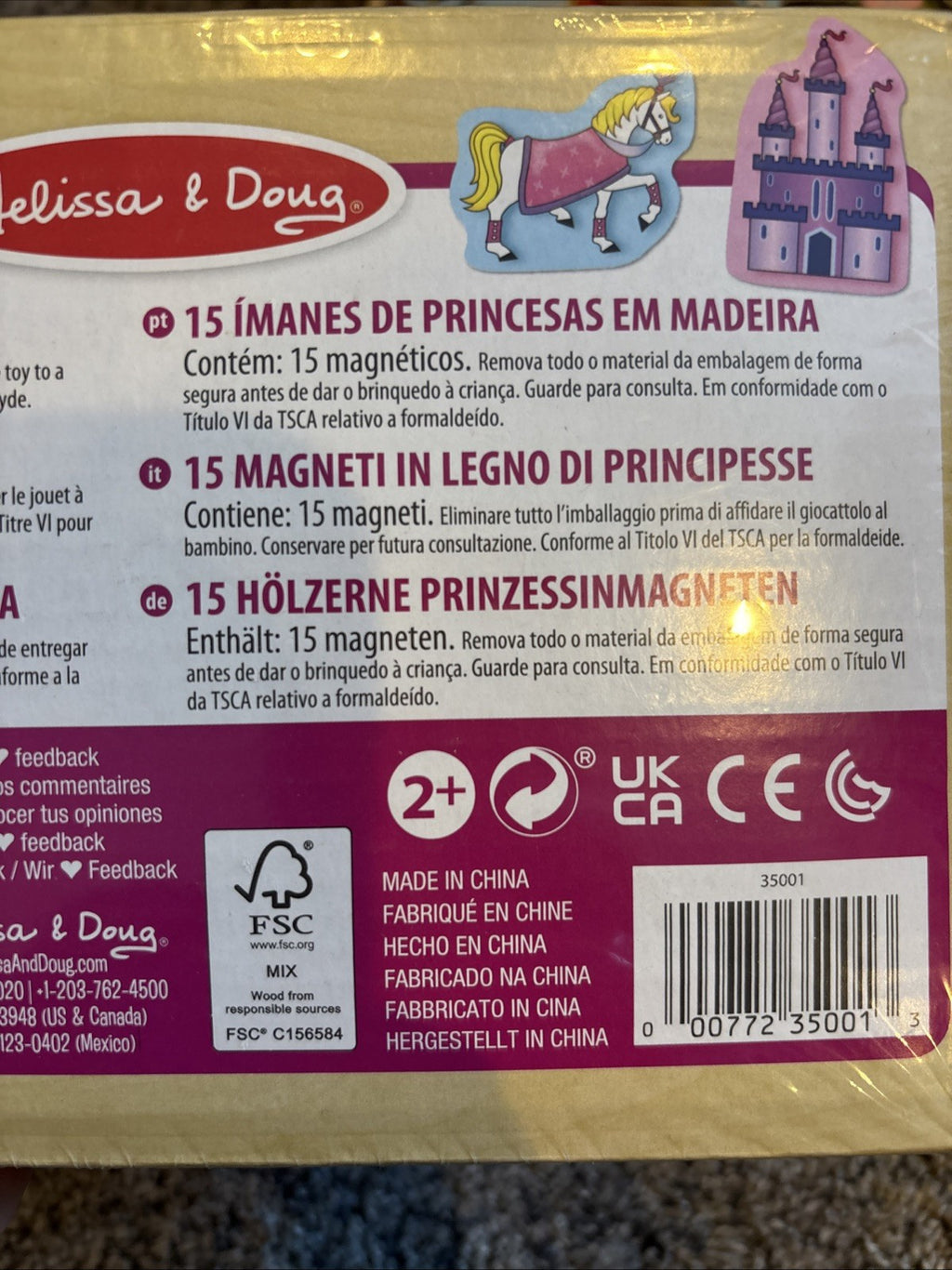 Melissa & Doug 15 Wooden Princess Magnets with Box