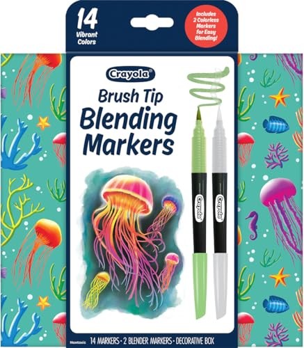 Crayola Brush Tip Blending Markers, 14 markers