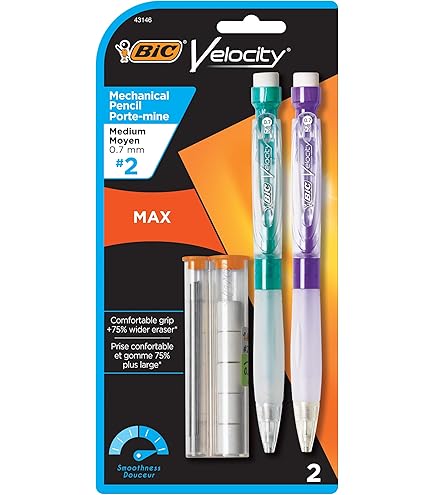 BIC Velocity Max Mechanical Pencils, Medium Point, 19 Piece Set. Color may vary