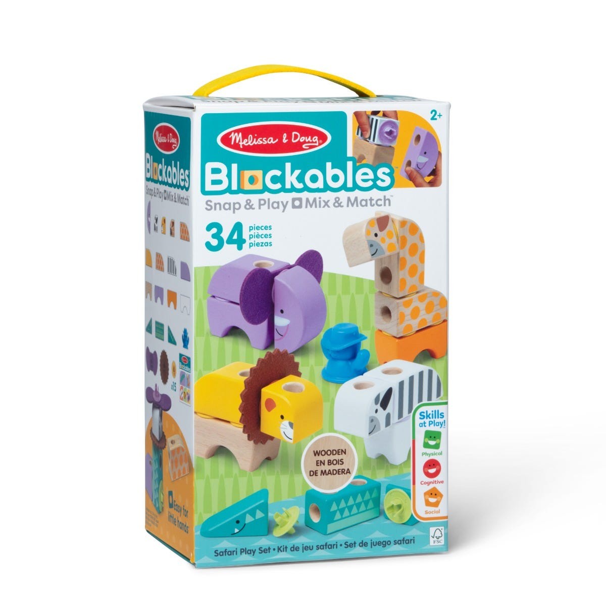 Melissa And Doug Safari Snap and Play Building Blocks Set (34 Pcs)