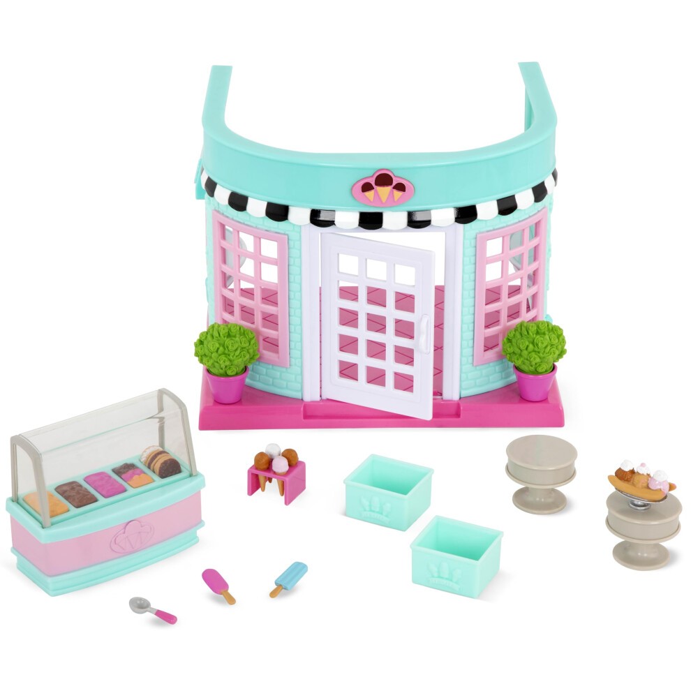 Lil Woodzeez Ice Cream Shop - Dollhouse Playset with Accessories - 20 pc set