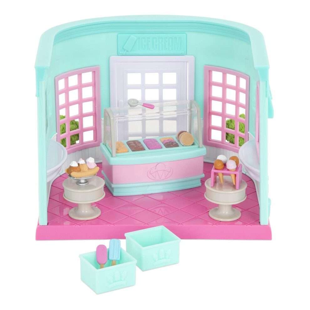 Lil Woodzeez Ice Cream Shop - Dollhouse Playset with Accessories - 20 pc set