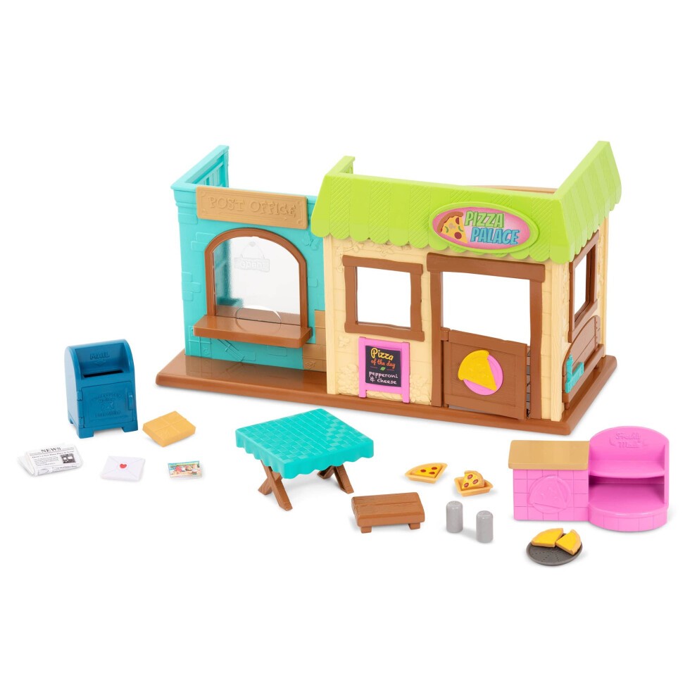 Li'L Woodzeez Post' N Pizza Shop 18-Pcs Dollhouse Playset