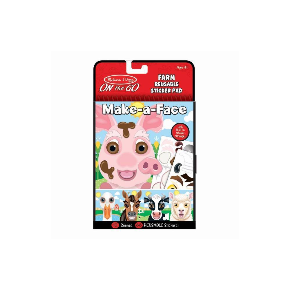 Melissa & Doug Reusable Farm Stickers, make a face activity pad