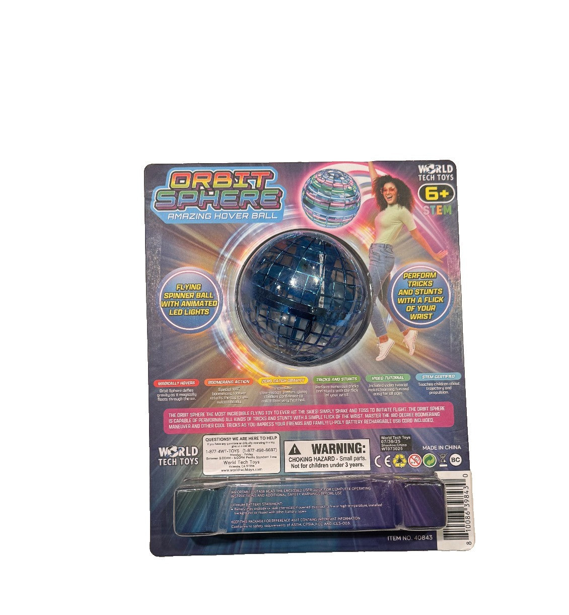 World Tech Toys Orbit Sphere Magic Hover Ball LED Lights