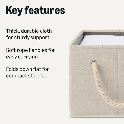 Amazon Basics Large Linen Storage Bins, Pack of 3