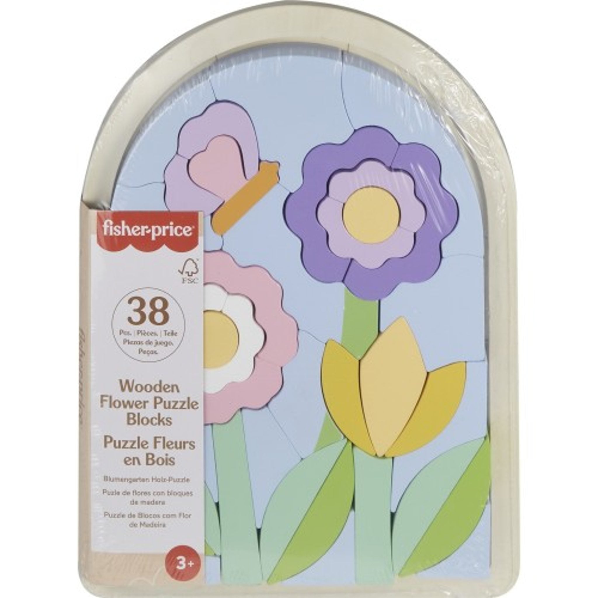 Fisher price Wooden Flower Puzzle Blocks, 38 Pieces