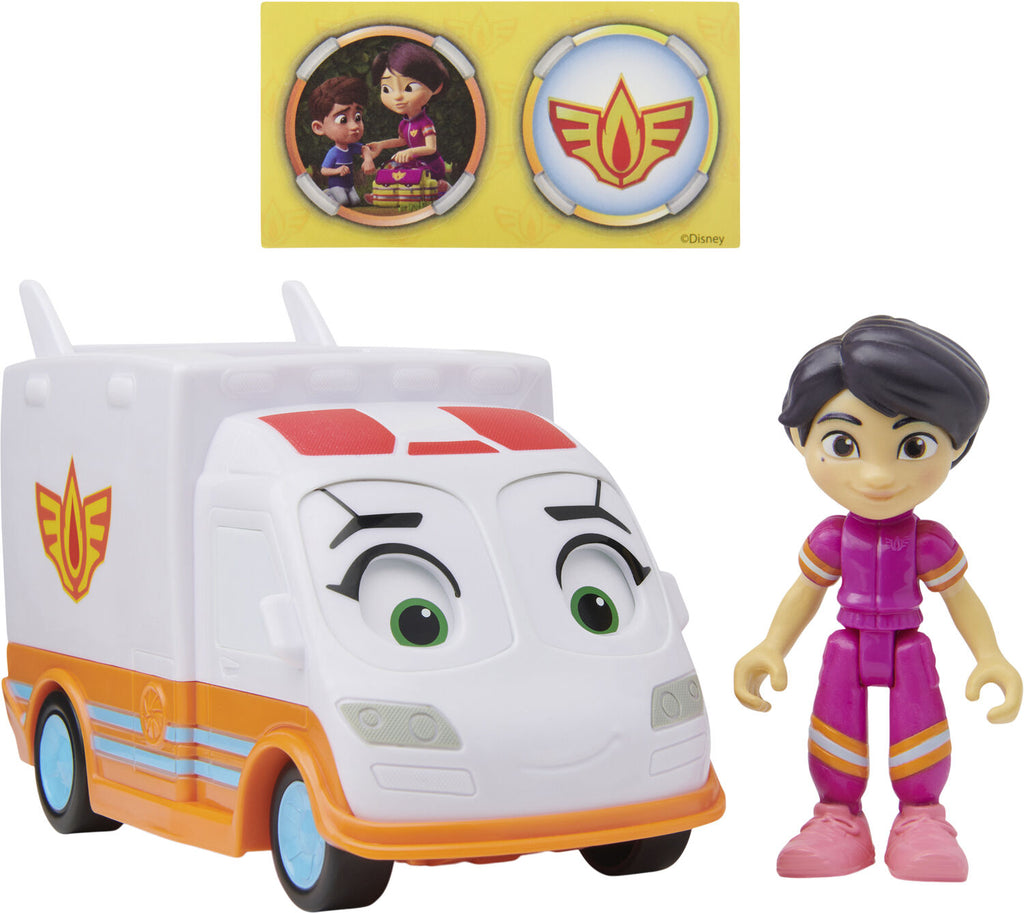 DC Comics Disney Firebuds Violet & Axl Ambulance Toy 2.85x7.64x3.3