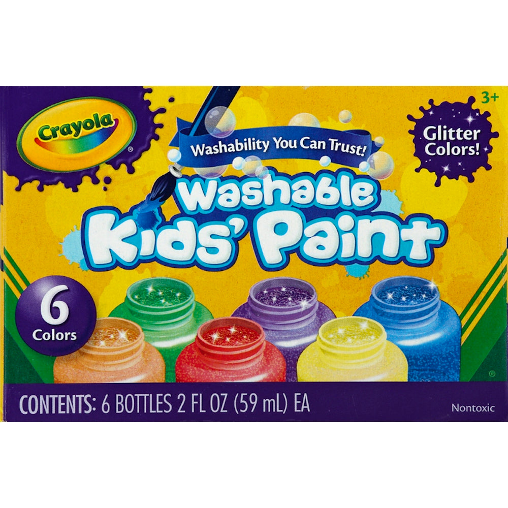 Crayola Glitter Washable Kids Paint, 2 Oz, Pack of 6