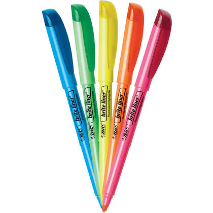 BIC Brite Liner Highlighter, 23 oz, Assorted Colors, 5 Count