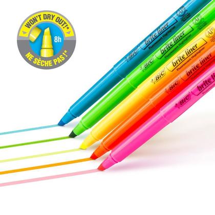 BIC Brite Liner Highlighter, 23 oz, Assorted Colors, 5 Count