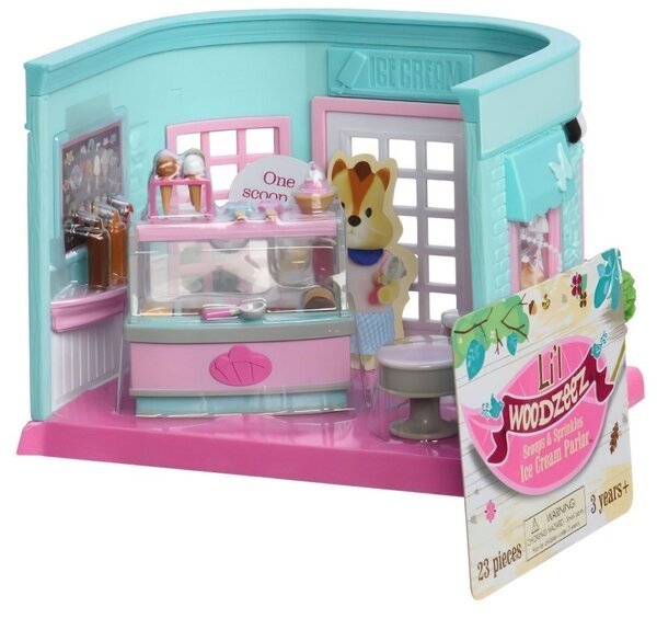 Lil Woodzeez Ice Cream Shop - Dollhouse Playset with Accessories - 20 pc set