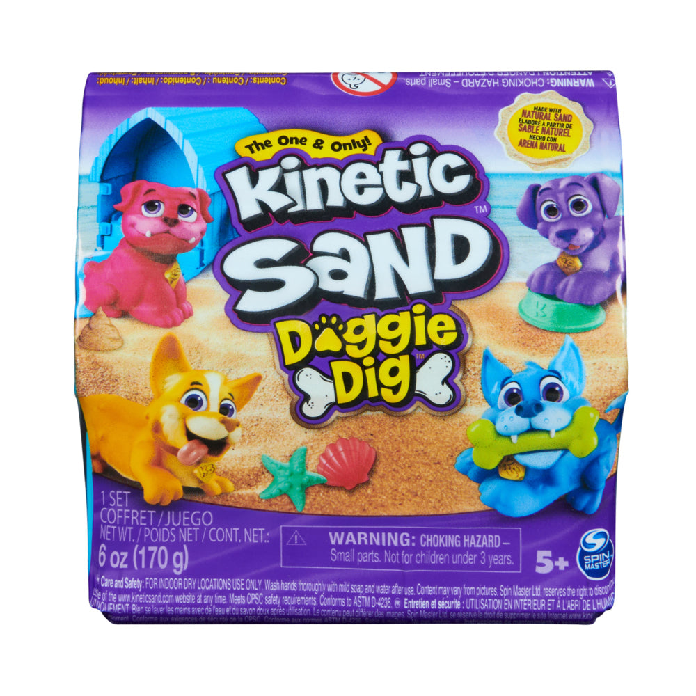 Kinetic Sand Doggie Dig, 6oz Beach Sand, Sensory Toys