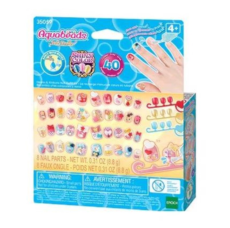 Aquabeads Hearts & Ribbons Nail Kit - 40+ Designs, Ages 4+