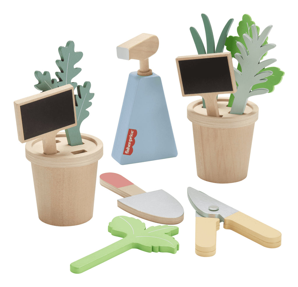 Fisher-Price Wooden Herb Garden Playset, 12 Pieces for Preschool