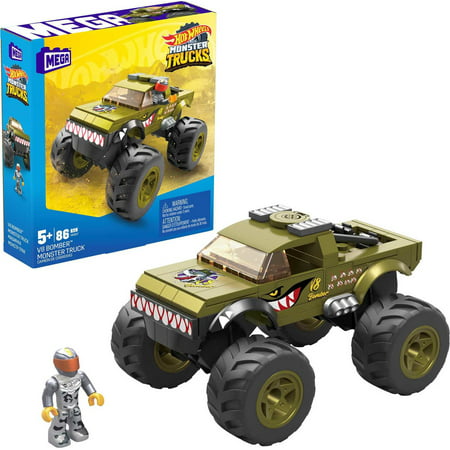 MEGA Monster Truck V8 Bomber Building Toy, 87 Pieces