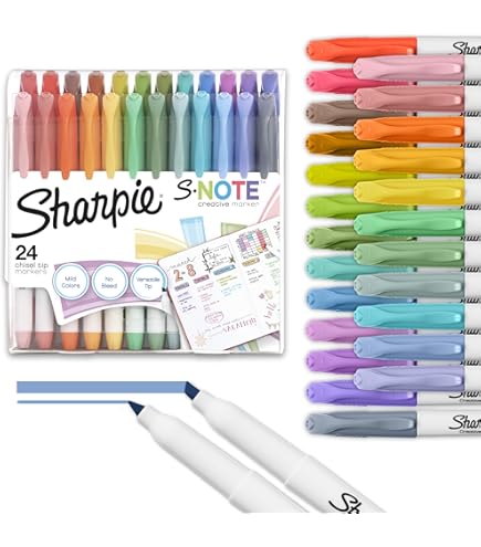 Sharpie S-Note Creative Markers, 24-Count, Assorted Colors, Chisel Tip