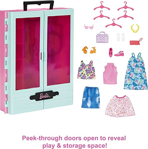 Barbie Closet Playset with 3 Outfits & Styling Accessories