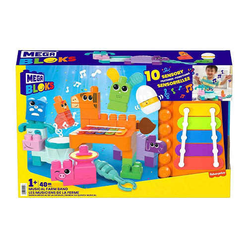 MEGA blocks Musical Farm Band Sensory Toy for Toddler, 45 Pieces