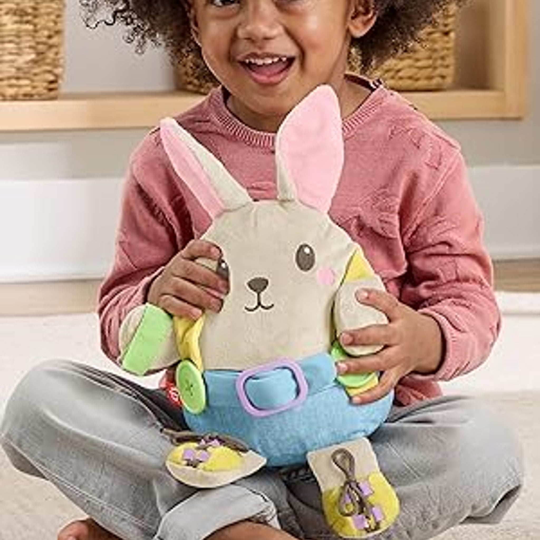 Fisher-Price Learn to Dress Bunny Plush for Toddlers