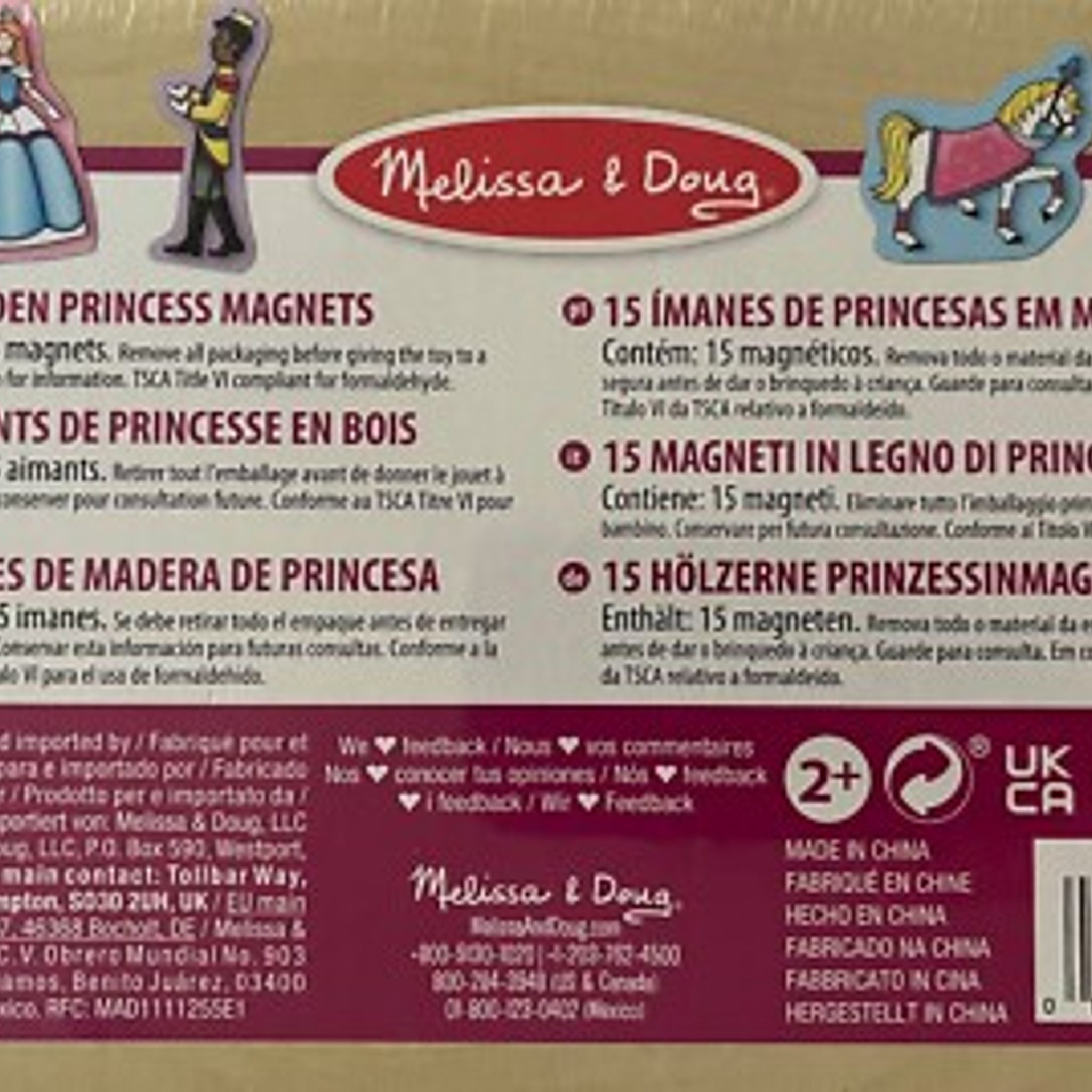 Melissa & Doug 15 Wooden Princess Magnets with Box