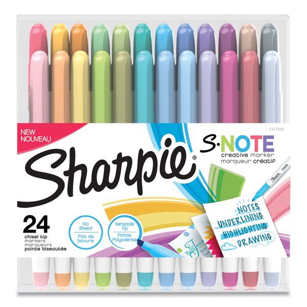 Sharpie S-Note Creative Markers, 24-Count, Assorted Colors, Chisel Tip