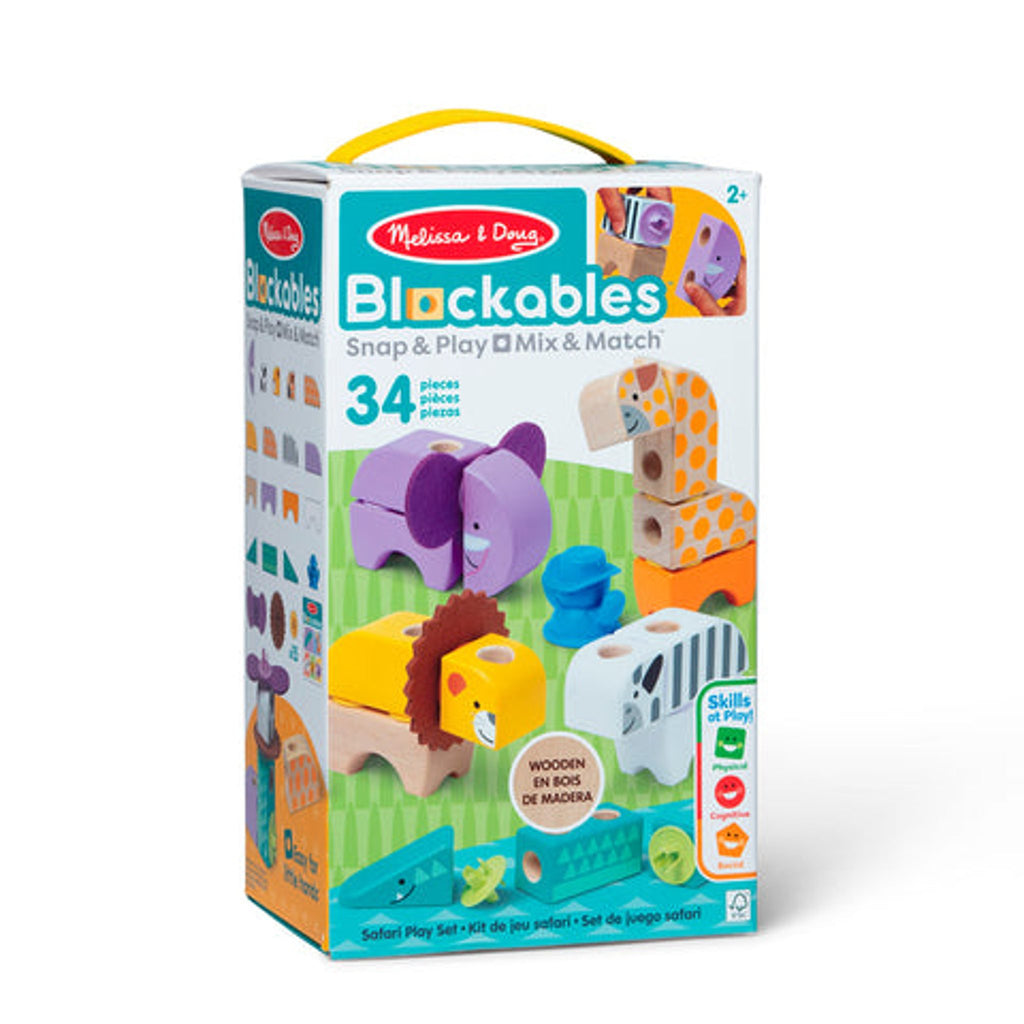 Melissa And Doug Safari Snap and Play Building Blocks Set (34 Pcs)