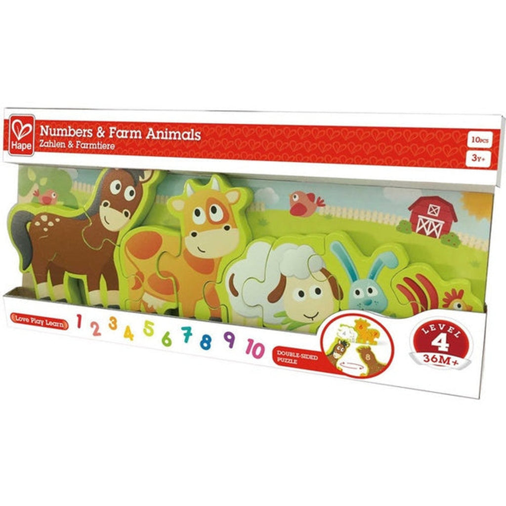 Hape Numbers & Farm Animals 10pc Wooden Puzzle, Ages 3+