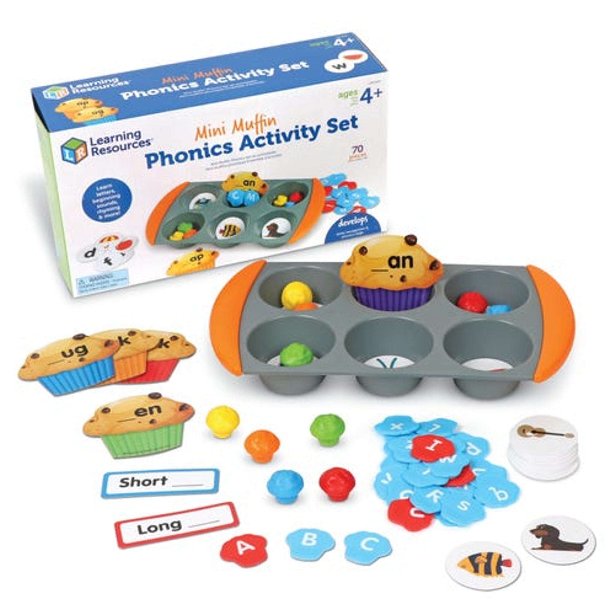 Learning Resources Mini Muffin Phonics Set, 70 Pieces, Ages 4+