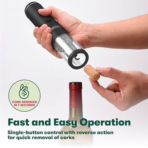 BELLA Electric Wine Opener, Automatic Corkscrew with Foil Cutter