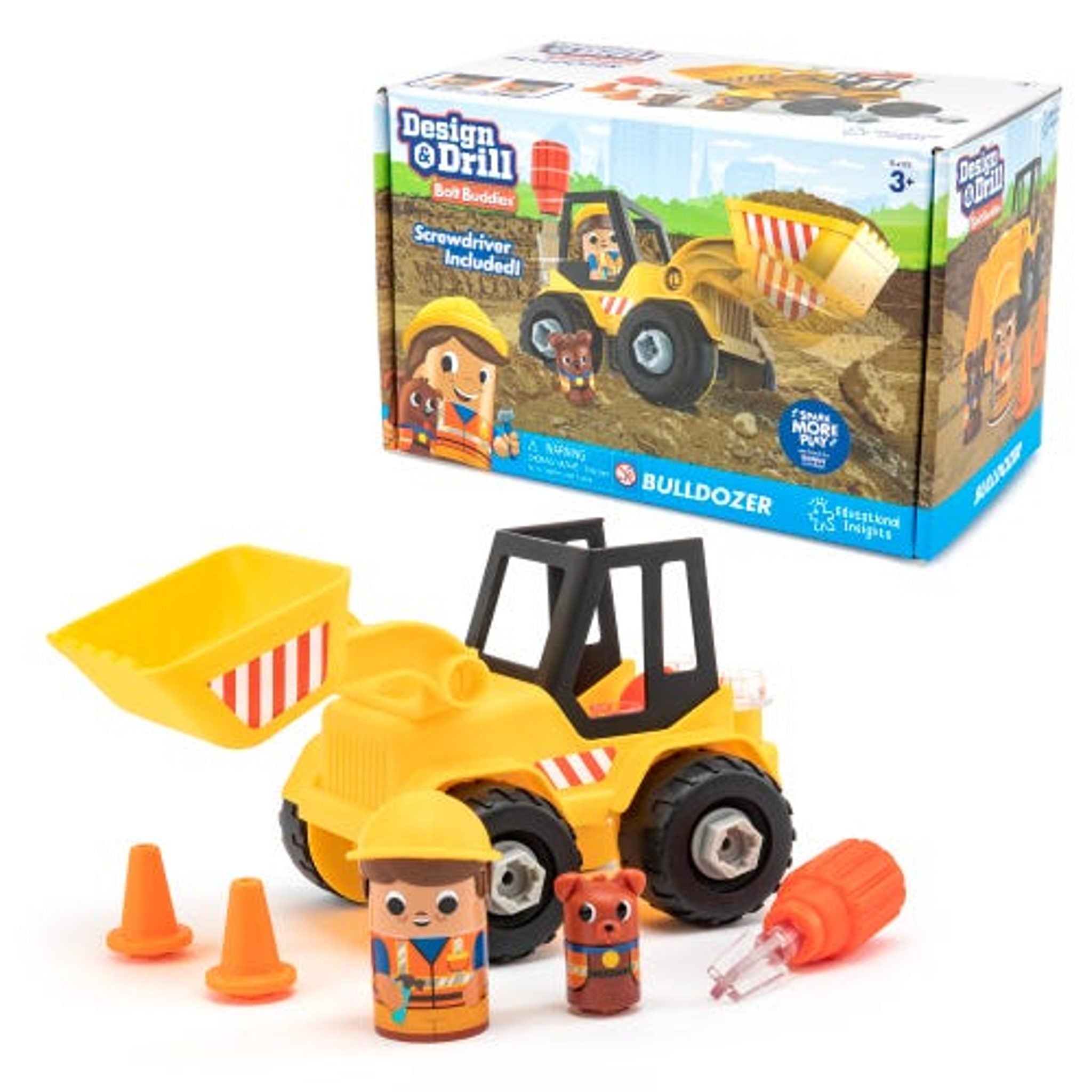 EDUCATIONAL INSIGHTS Bolt Buddies Bulldozer STEM Toy, Ages 3+