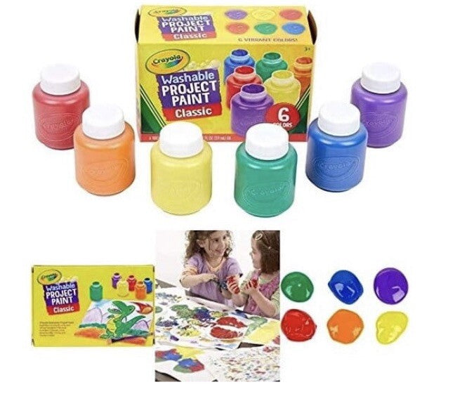 Crayola Glitter Washable Kids Paint, 2 Oz, Pack of 6