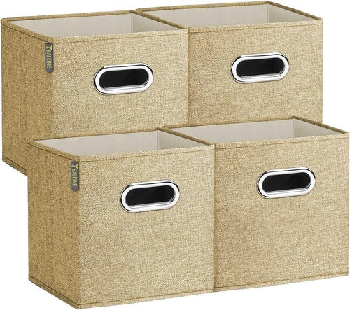 Amazon Basics Large Linen Storage Bins, Pack of 3