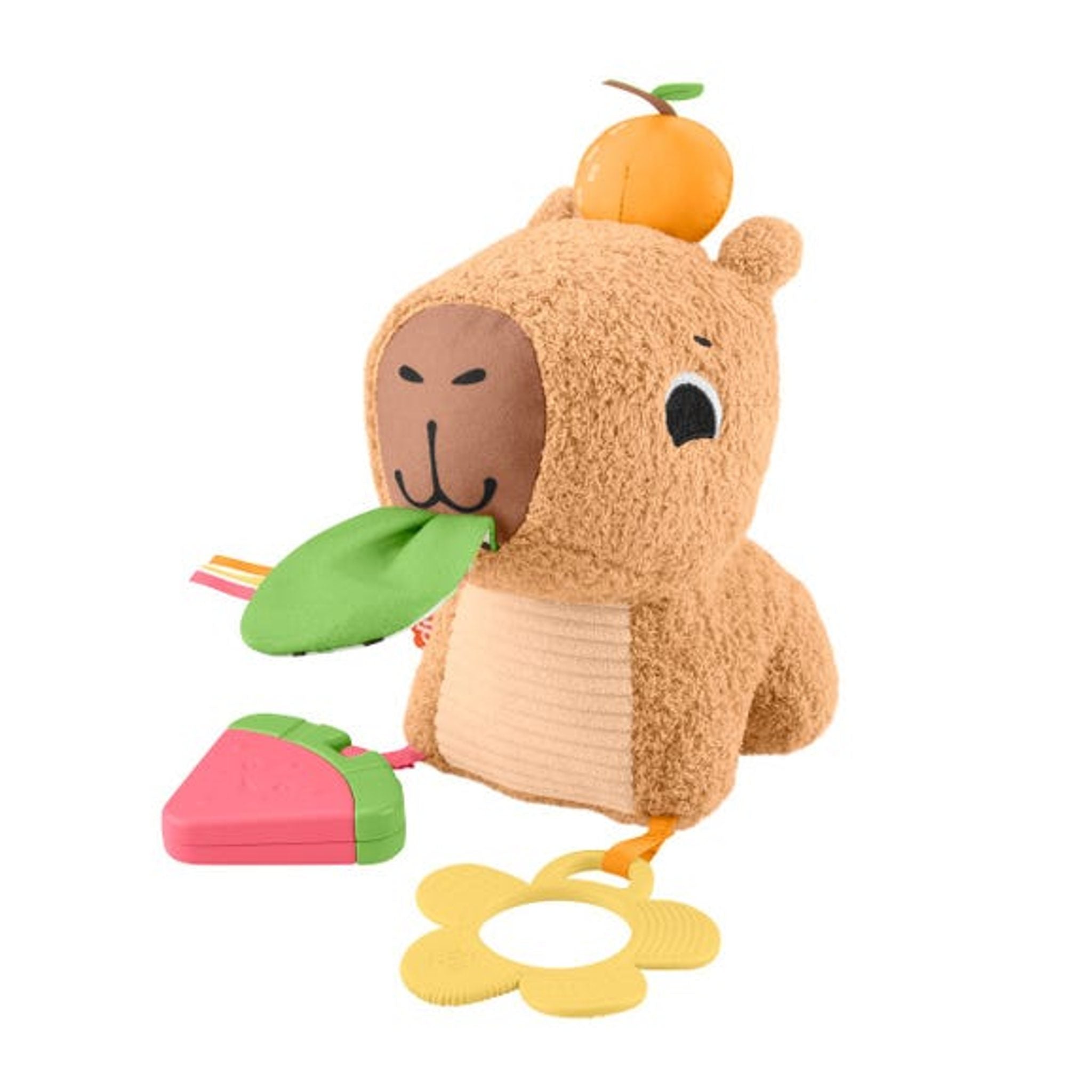 Fisher-Price Snuggly Snacky Capybara Plush, Big, Baby Sensory Toy