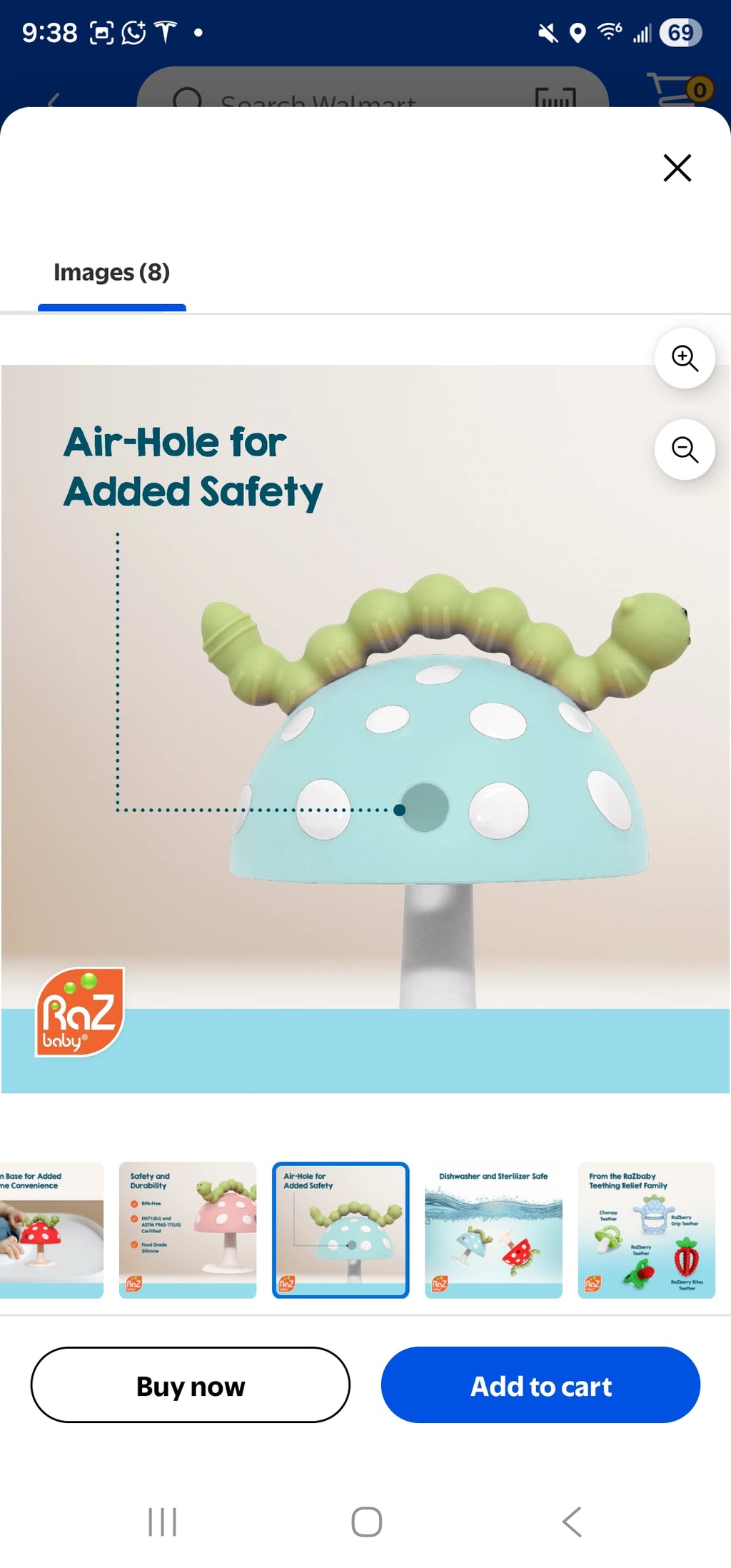 RazBaby Kids Mushroom Baby Teether