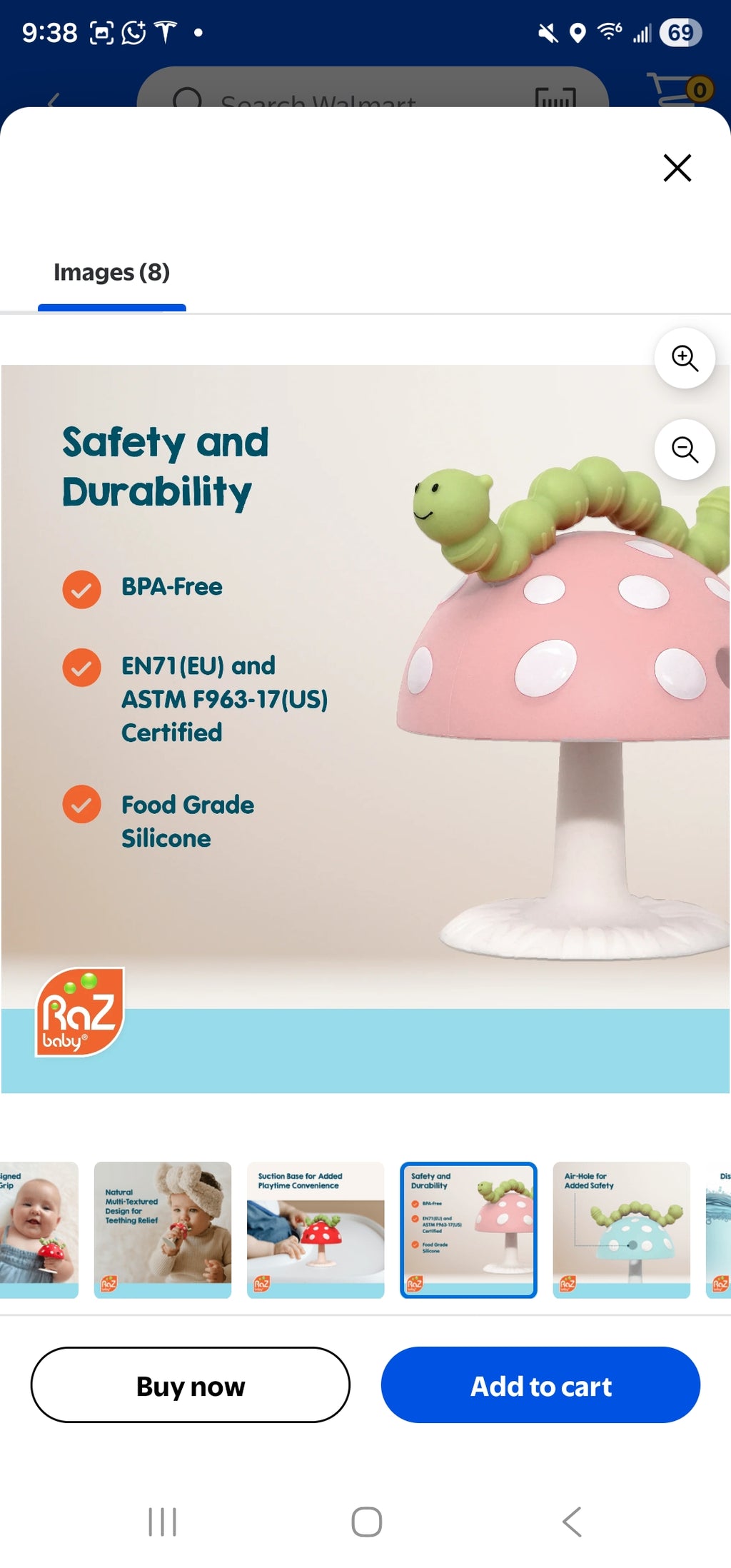 RazBaby Kids Mushroom Baby Teether